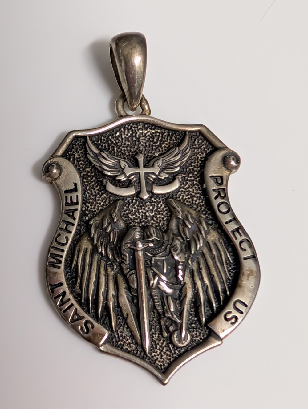 Saint Michael Shield Pendant 925 Sterling Silver Pendant